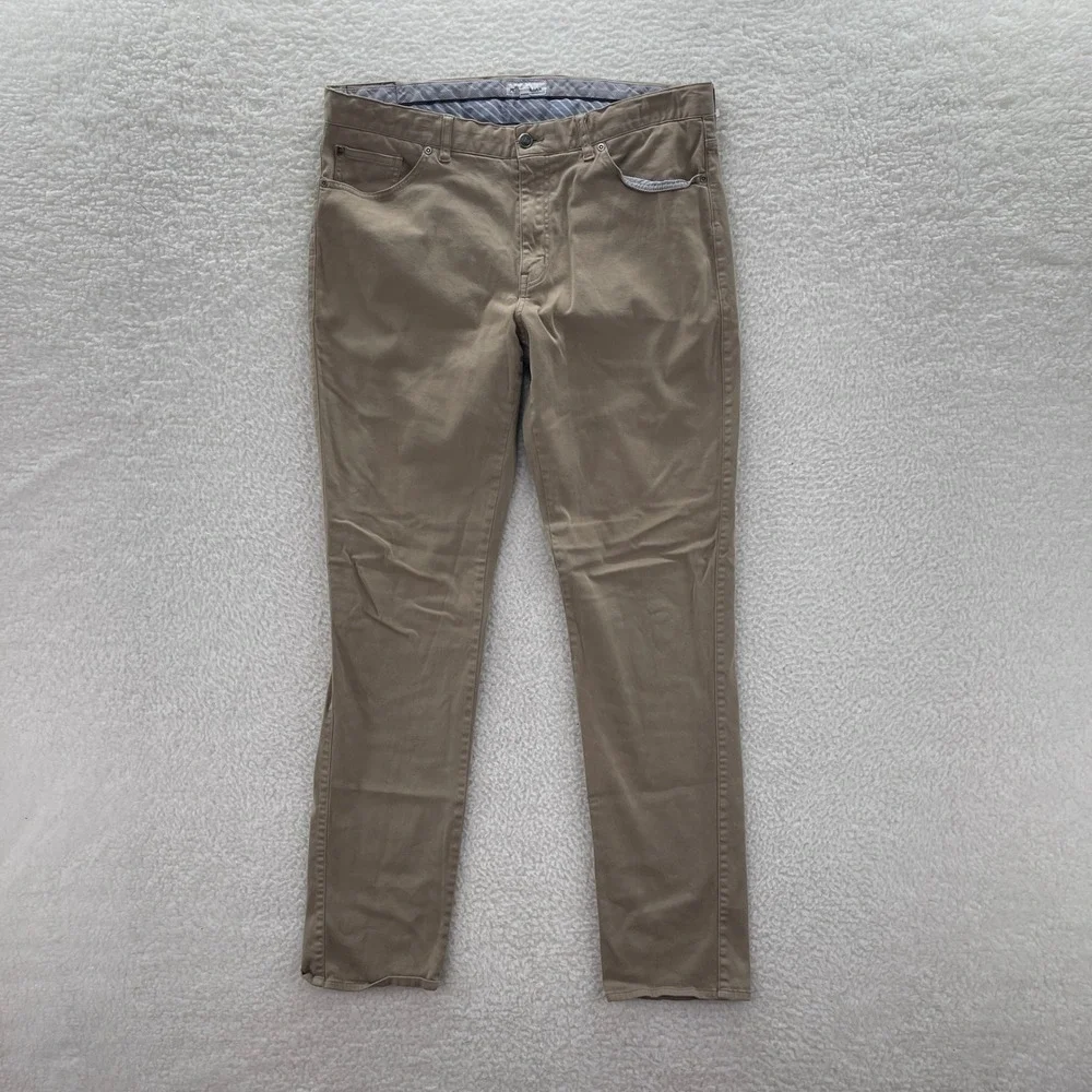 Peter Millar Pants Mens 36 Beige 5 Pocket Sateen Chino Preppy Office Luxury